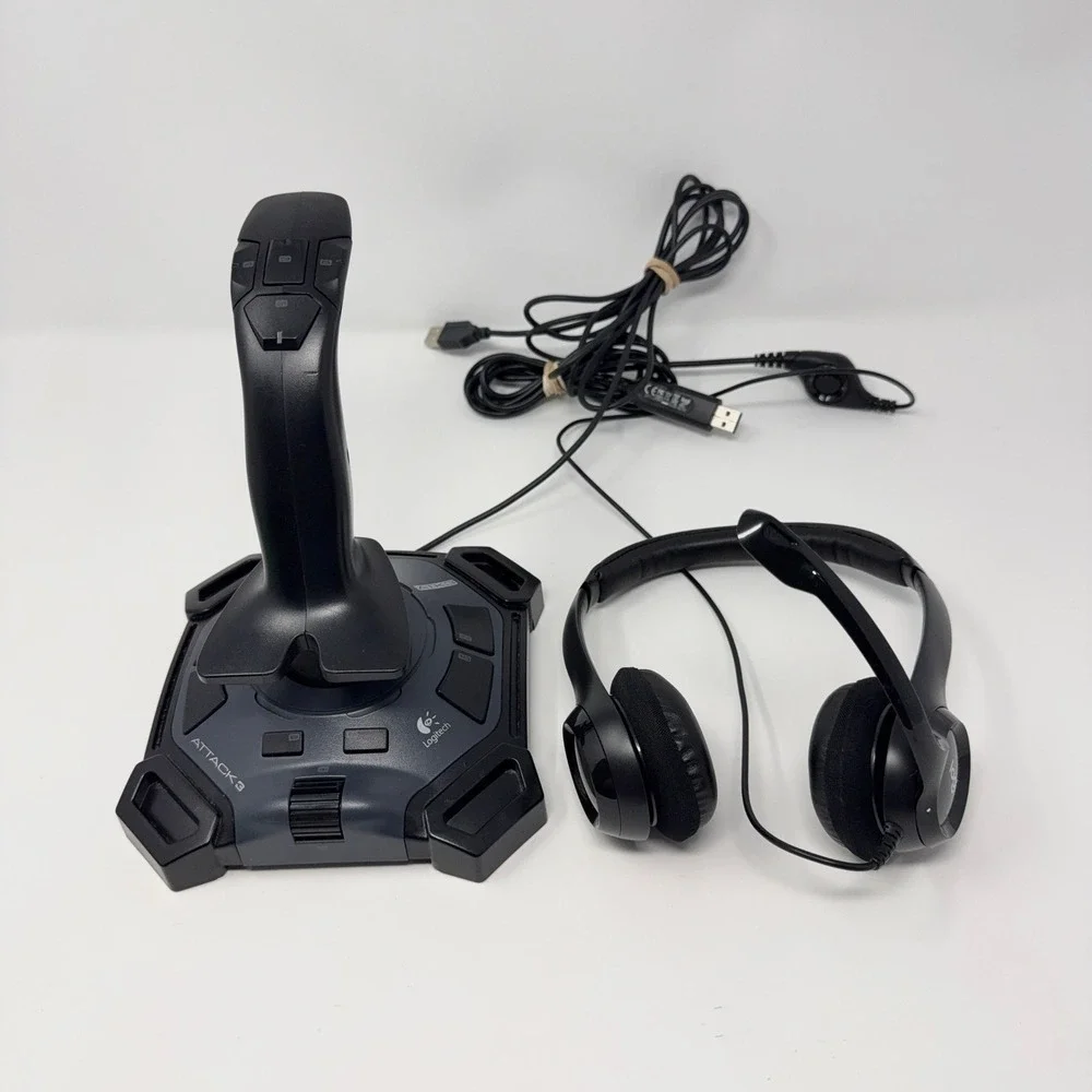 Logitech Attack 3 Wired Joystick J-UJ18 Logitech H390 USB Headset PC USB Tested